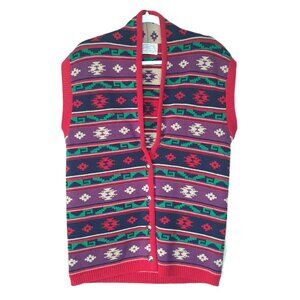 Vintage Pendleton Wool Sweater Vest Longline Aztec Tribal Southwestern L